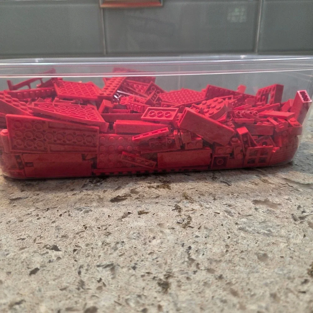 LEGO Red Bulk Bricks Plates Parts Pieces Lot 2lb 11oz Mixed Assortment